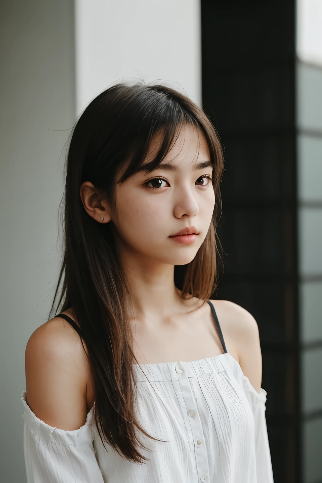 (1 girl, alone, Japanese Girls), 13 years old,Highest quality, Tabletop, 8k, High resolution, Very detailed, (Portraiture), Recall, Black Hair, Bob Hair, Hair Clip, Glowing Skin, Flat Chest, , (Middle school students:1.5, Full nudity,) (Sad:1.5) (Depressed:1.5) ((Stand against a wall)) ((Open pubic hair)) (Dark Room)、(Concrete wall)、(Sweaty skin) ((No makeup))、(Real Face))、((No makeup))、