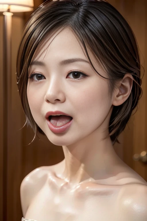 cute adorable naked girl, smiling, in an elegant bathroom, black hair, sweaty, hyper-realistic, detailed face, beautiful eyes, detailed lips, long eyelashes, gorgeous skin, amazing body, dynamic pose, natural lighting, golden hour, vibrant colors, masterpiece, high quality, 8k, ultra-detailed, photorealistic, pregnant, wet