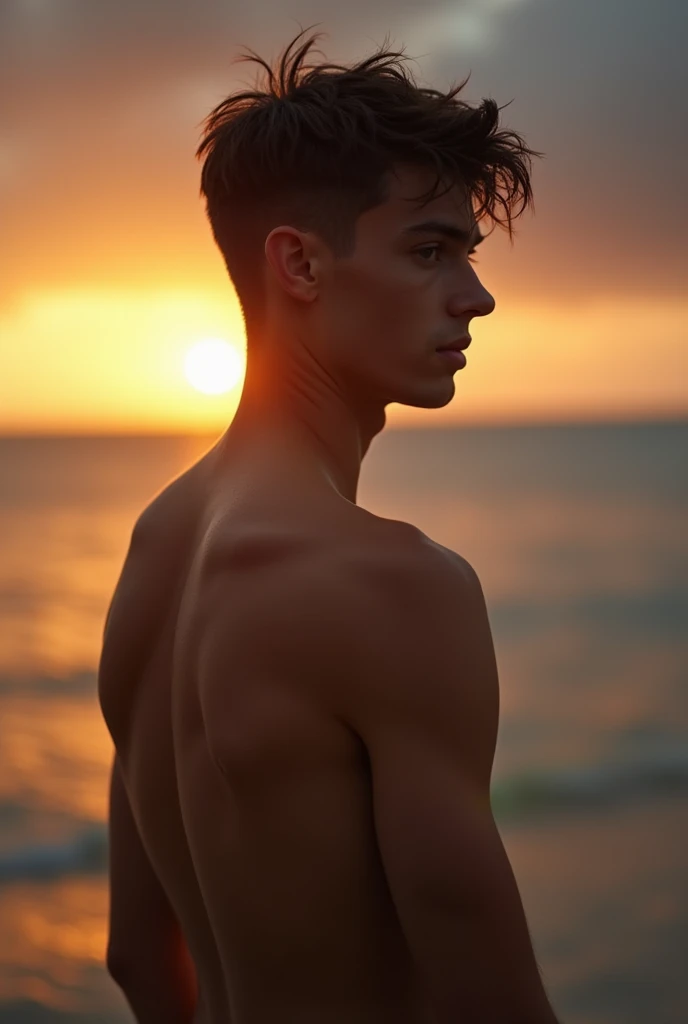 A best dark dp for instagram of a Boy showing its body in evening at the time of sunsate