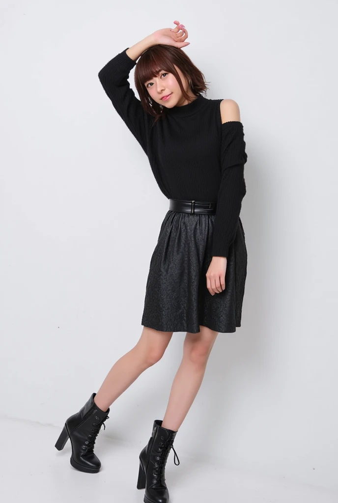 An illustration girl Bobcut Silver Hair Skirt