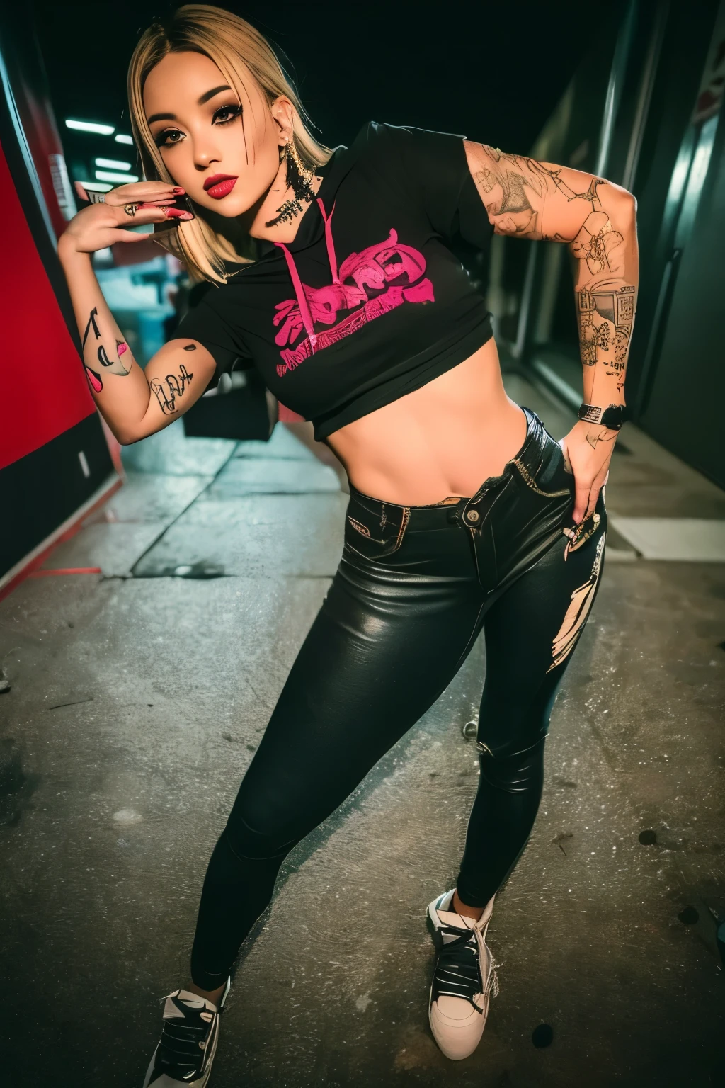 stylish t-shirt design, (best details) (highest quality), Strongest pirate girl wearing sunglasses sitting on a sofa chair, (((graffiti art))), (((Trigger Studio style, graffiti art, skull fashion, Neon color))), khan griffith, black hair 