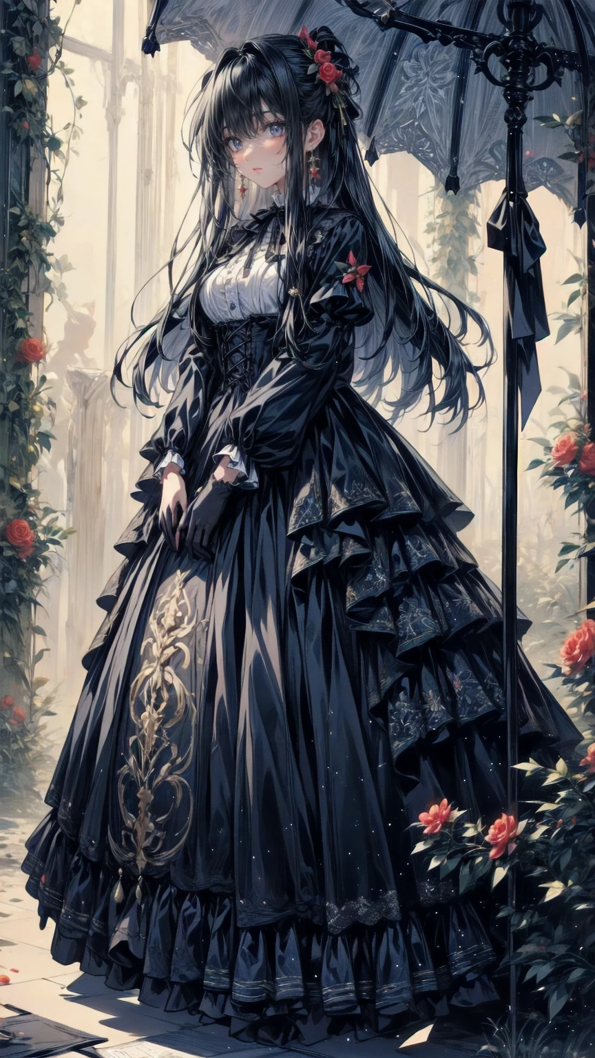 , full body view,Head to toe composition, (masterpiece), ( best quality),  illustration of a Victorian girl  、cute girl、Anime、 1. **Low Fashion**:  Victorian fashion 、 It features a gorgeous and elegant design 。Ruffles and lace、  Corset  、  It features elements such as a long dress  。 ,  Full Body View , Head to Toe Composition, (masterpiece), (  best quality),   Victorian Girl's Illustration   、cute girl、Anime、 1. **Low Fashion**:   Victorian fashion  、  It features a gorgeous and elegant design  。Ruffles and lace、   Corset   、    Incorporate elements such as a long dress    。 2. **Hairstyle on**:    Victorian Women's Hairstyle   、   Accessories with attention to detail By drawing    。Upstyling and curls、 At the prompt 、   It's good to wear a ribbon , Floral decoration, wait. In your hair  .。 3. **features**:  Girl with a kind face  、beautiful、cute、  Intelligent Beaty   , beautiful 5. **   with Accessories   **:   by drawing accessories by paying attention to details {x} accessories played an important role in the Victorian era 。  has  、Gloves、[umbrella,  wait a minute .、   you can also attach ribbons, flower ornaments, etc. to your hair  、 、   it's also nice to put in lots of complicated and delicate things   。 Nice dress、Floral、    Gorgeous Costumes    、   pastel colors, (   shining brightly   ), (( Stunning  )), (   lots of petals drifting 女の子  , ((2D)), ((Paper Art))
2. **Hairstyle on**:  Victorian women's hairstyles 、 lots of complicated and delicate things  。Upstyling and curls、 At the prompt 、  you can give your character personality  .。 3. **features**: Girl with a gentle face 、beautiful、cute、 intelligent Beaty , beautiful 5. **  with Accessories  **:  by drawing accessories by paying attention to details {x} accessories played an important role in the Victorian era 。 have 、Gloves、[umbrella, hang on.、  It features a gorgeous and elegant design 、 、  it's also nice to put in lots of complicated and delicate things  。 Nice dress、Floral、  Gorgeous Costumes  、  pastel colors, ( Shining brightly ), (( is dazzling)), ( lots of petals drifting , ((2D)), ((Paper Art))
