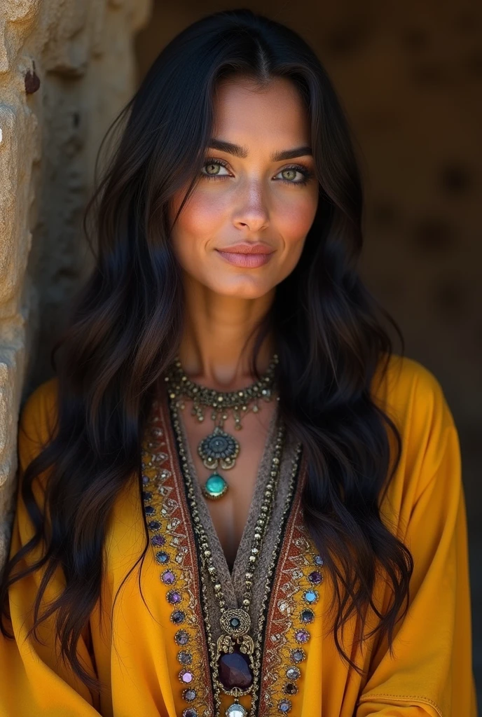 Arafed woman with feathers and feathers on her head, handsome young shaman, she is dressed in shaman clothes, a young female shaman, retrato de princesa asteca, : native american shamen fantasy, Retrato de uma jovem Pocahontas, corpo musculoso vestindo coroa de penas brilhantes, menina com penas, Retrato de Pocahontas, Nativo americano,