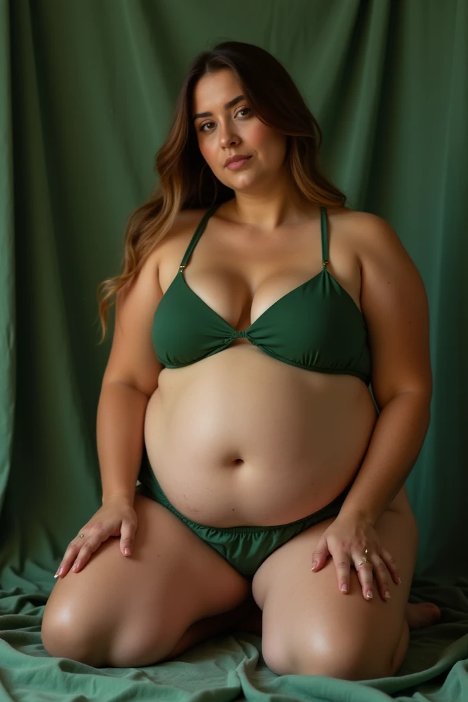 Created a woman in her 50s, Beautiful fat woman surrounded by fireflies, Dark red atmosphere, Dark Blue Eyeshadow, dark red lips, Standing, Pregnant women, Platinum Blonde Woman, (breastsout:1.3), (thighs thighs thighs thighs:1.5), (buttock:1.7), very plump body, Black leotard,