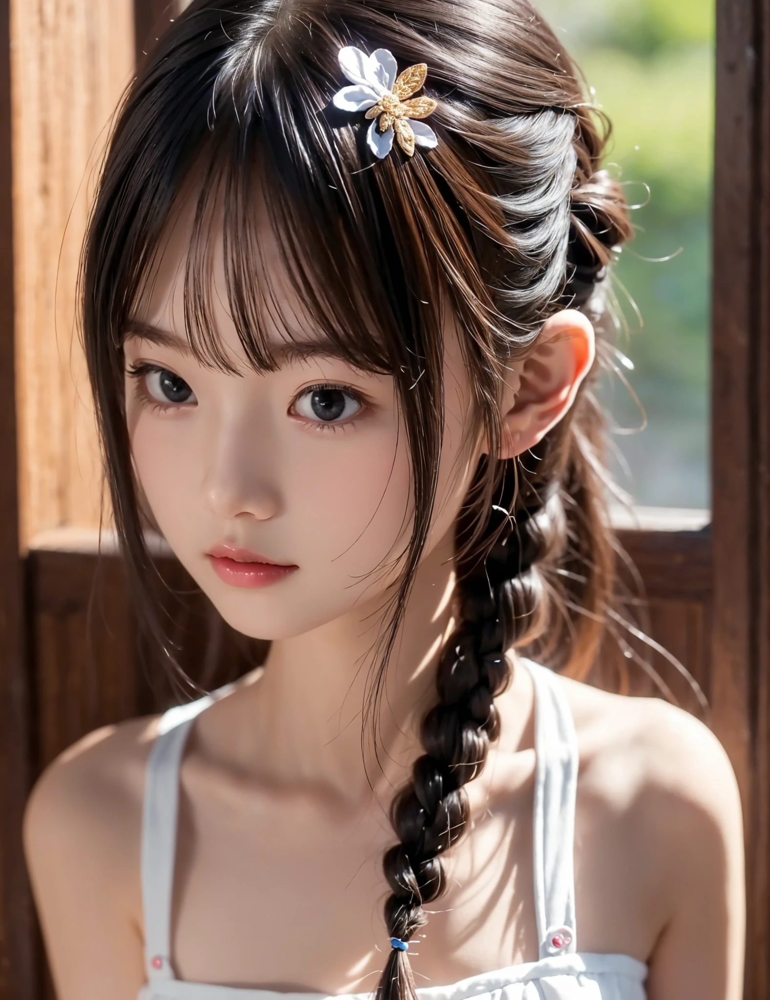 Maid,cute pretty girl,masterpiece,high definition,4k,8k,16k,odango hairstyle,black hair,slender body