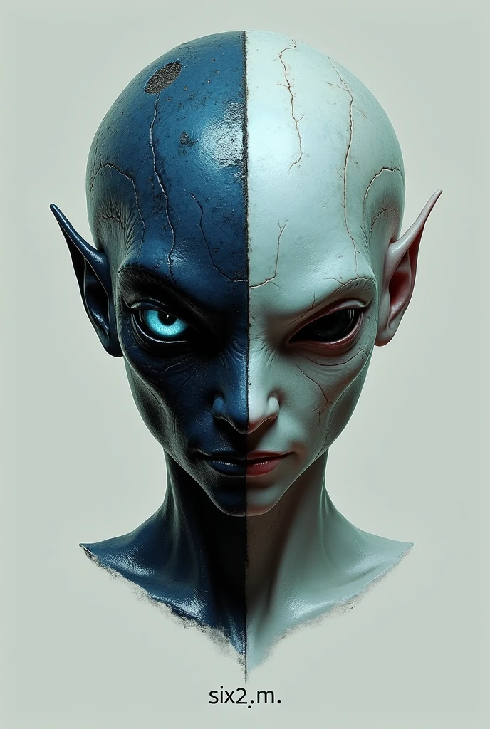 An alien with two halves, one red and one blue, and he only has one eye