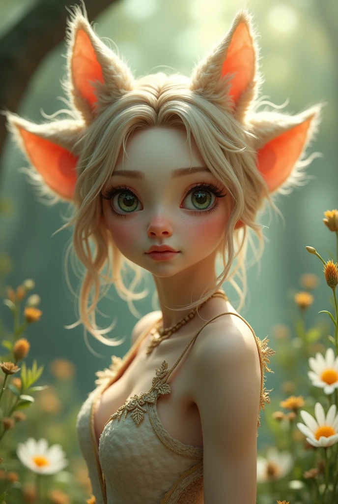 one girl, fawn ears, , pure, cute naked, topless, a Woman fawn mix, human Body, big tits, furry and skin, fawn nose but the Rest of the face ist human, (((whiskers))) big eyes, fawn fur, deer eyes, hybride 40 %fawn and 60 % human, face mostly woman, fawn Hair , braid, fur instead of skin at Body Arms and shoulders and neck, tits are human, the mice nose is hairy , nipples, deer fur , full black Iris, hole eyes are black Just Like a fawn, slender, Bambi eyes, No clothes