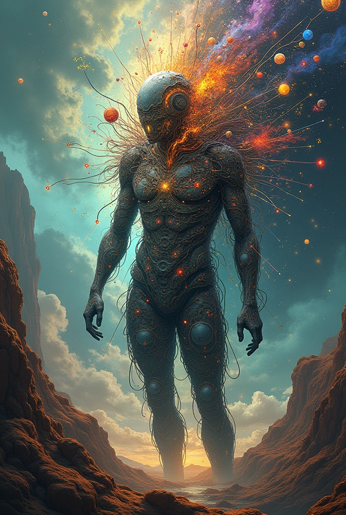 A representation of anxiety, with background fractals, psychedelic colors and the writing "Sweet anxiety"
