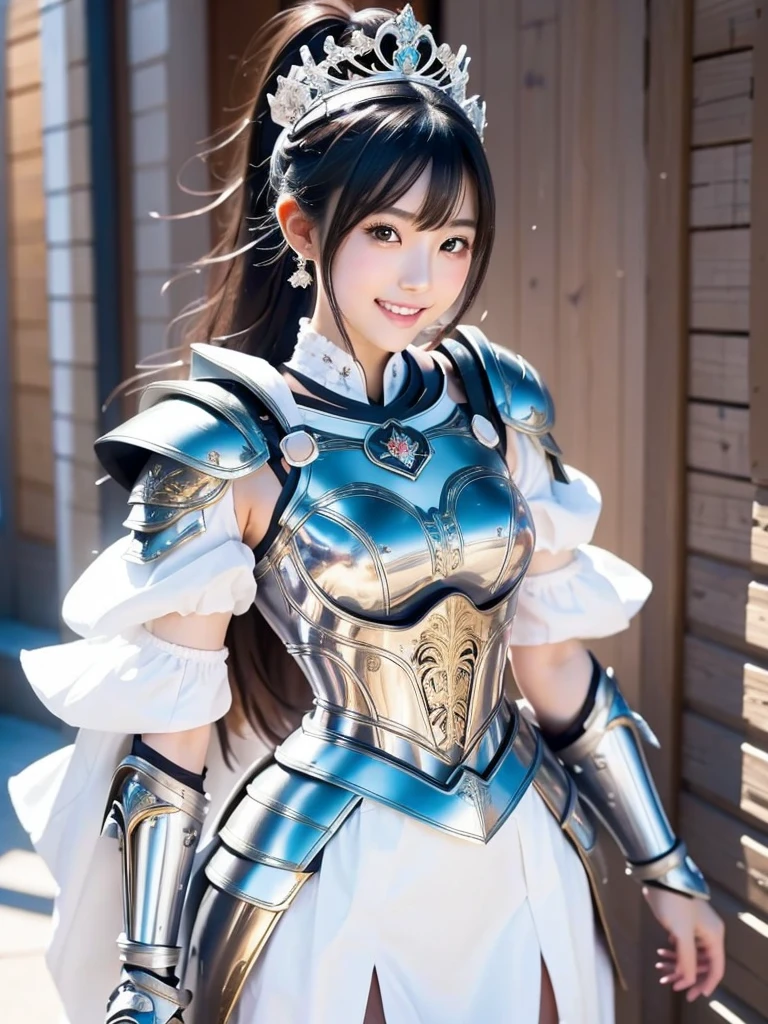 ((16K, Highest quality:1.2))、masterpiece,High resolution, (Skin Texture:1.1), Highest quality, 超High resolution, Perfect Face、(((attractiveアジア人モデル:1.0)))、(Realistic: 1.4), RAW Photos, (((Big Breasts)))、(((Large Breasts)))、((Cleavage))、Voluptuous body、(((Blue Armor)))、Body-fitting armor、 Beautiful Knight, Perfect breasts, Perfect body,Perfect Style、 (((Ancient European Landscape))), (Highest quality, 4K, 8k, High resolution), Very detailed, (Realistic, Realistic, Realistic:1.37), Royal, attractive, Soft lighting、Nikon D850 film stock photos, F1.6 Lenses, Rich colors, (((The thighs are covered with iron armor....))) (((Iron bustier))), (((Large Breasts))), (((A large castle in the background)))、Knight's Sword、 (Ancient fantasy soldiers),(Ancient soldier armor),Combat Accessories,breastplate、(((Long skirt、Knee-high boots、garter belt)))、Big eyes、Perfect Eyes、Hair blowing in the wind、Staring at the camera