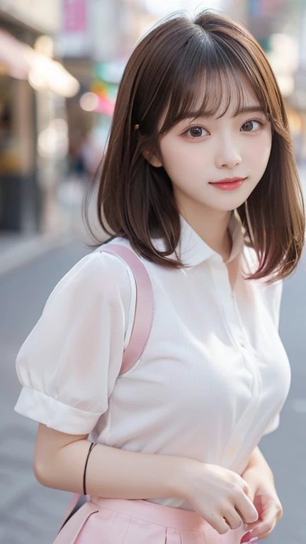 ((sfw: 1.4)), ((detailed face, professional photography)), ((sfw, Blouse, skirt, from behind, 1 Girl)), Ultra High Resolution, (Realistic: 1.4), RAW Photo, Best Quality, (Photorealistic Stick), Focus, Soft Light, (()), ((Japanese)), (( (young face))), (surface), (depth of field), masterpiece, (realistic), woman, bangs, ((1 girl))