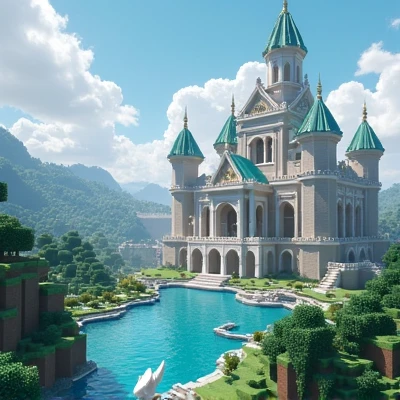 Make a paradise kingdom with angels in minecraft style