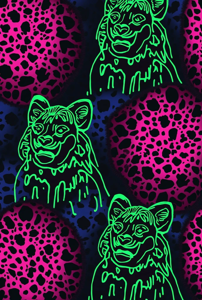 In background for website with phosphorescent green and pink colors with animal print cheetah design