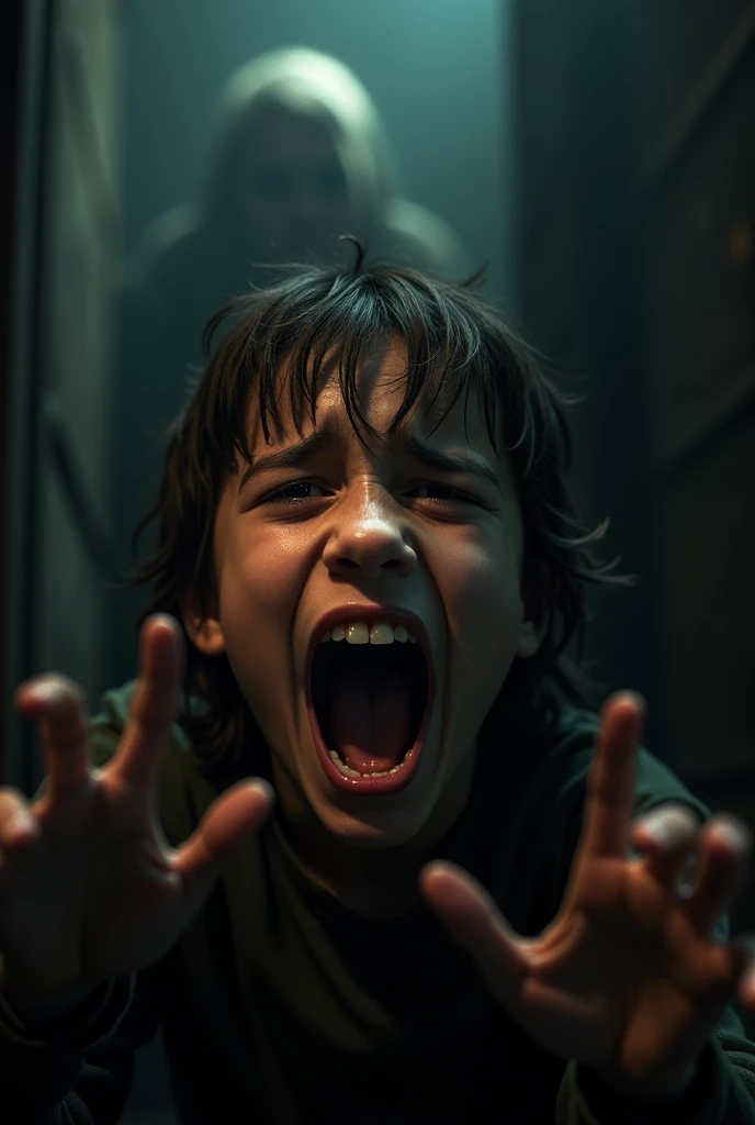 A boy standing there shaking with fear and all shitted up