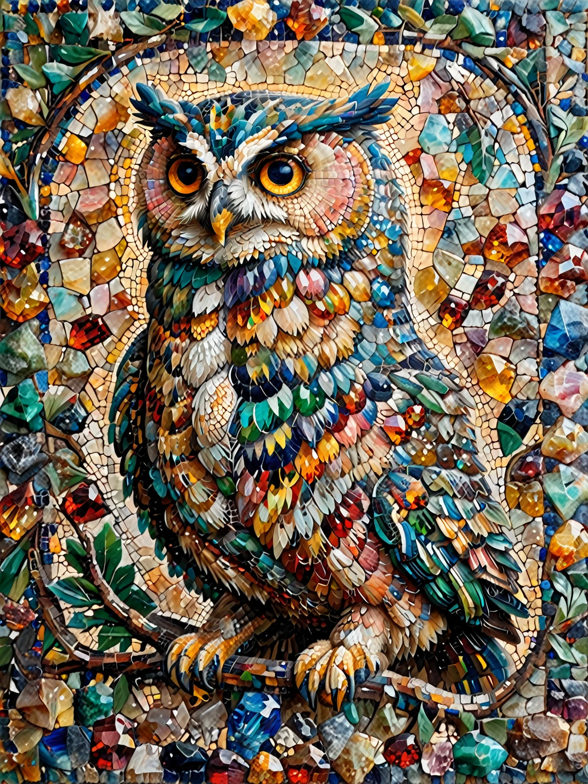 A very detailed ral-ntrgmstn pastel painting of a owl, (masterpiece, ultra-detailed), best quality, high quality, highres