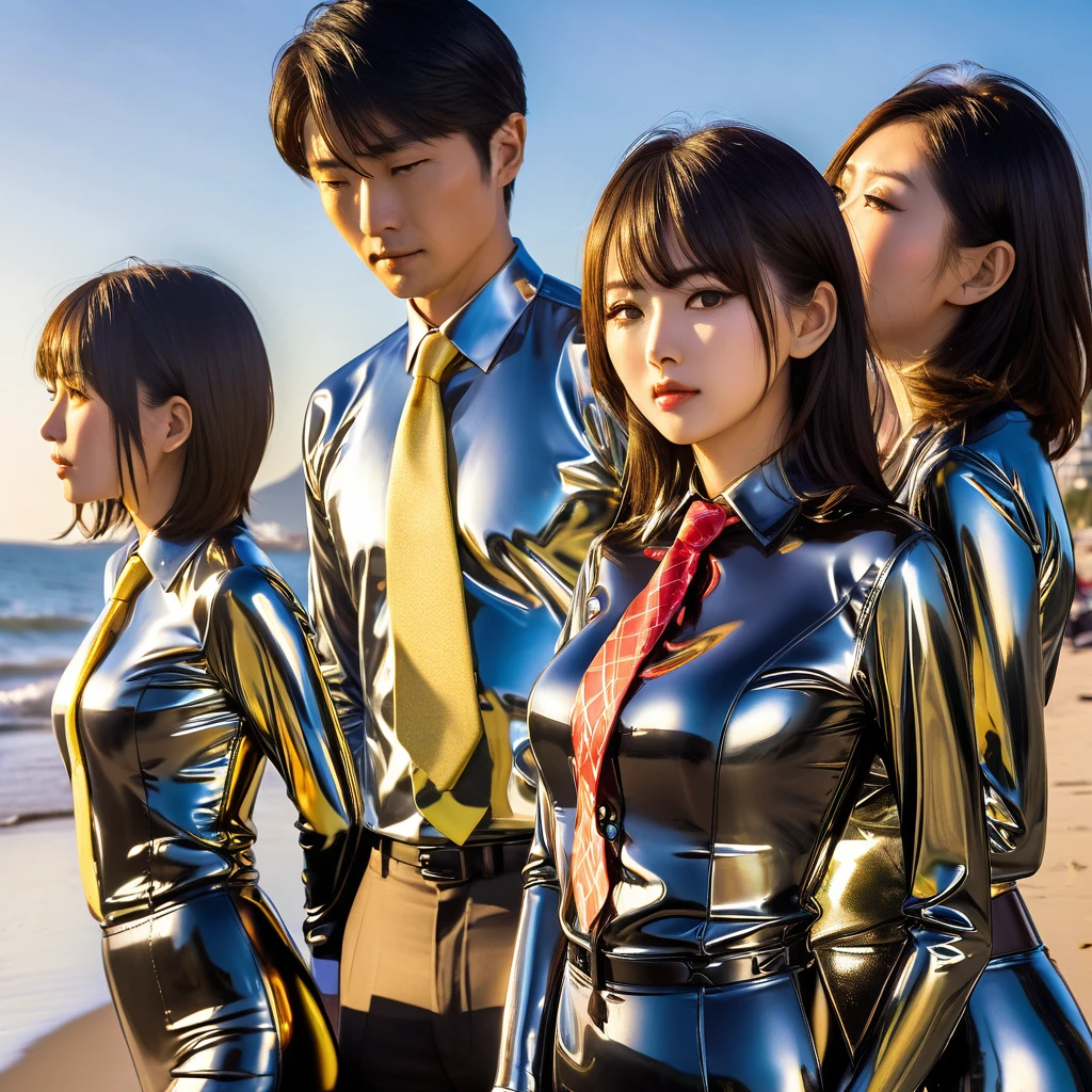 (The 8k quality, Ultra-high resolution quality, Ultra high definition, Photorealistic, Best Quality):1.5, (​master piece):1.4, (camera angle from oblique below):1.2, (inside the abandoned Gundam Spaceship bridge, depiction of hard intercourse, mmf threesome, double penetration):1.2, (nsfw, 2 naked tall black men, intercourse with 2 tall naked black men, threesome, double penetration, 1 fayuiry, hetero, doggystyle sex, (fayuiry's breasts grabbed violently from behind by 1 tall naked black man with standing on the knees, cowgirlposition, woman on top, vaginal, extreme super thick penis):2.0, leaking out super large amount of peeing):3.0, ((beautifully shaped fayuiry, black hair, black eyes, pilot suit, yellow dress, uniform, flat chest):1.5, extremely screaming, extremely exhausted expression, feeling super cumming orgasm face, super cumm orgasm eyes, flushd cheeks, small build, small hight, striding on huge black man's crotch with bending backward, extreme sweaty skin all over):3.5,