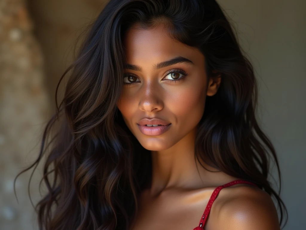 1fille réaliste charmante naturelle yeux marrons clairs cheveux noir style marocaine