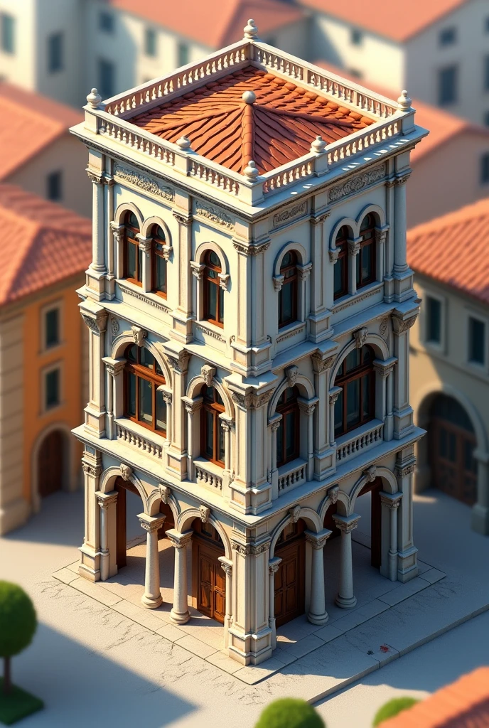 That same Renaissance building but in axonometric