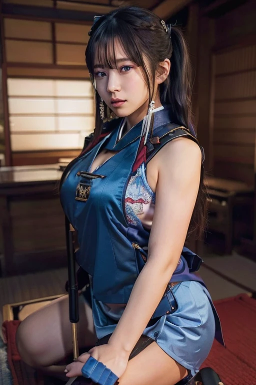 a close up of a woman in a purple dress with a red sash, as a character in tekken, dead or alive 6, misato katsuragi, hints of yayoi kasuma, juri misaki, kasumi arimura style 3/4, yayoi kasuma, mamimi samejima, inspired by Ikuo Hirayama