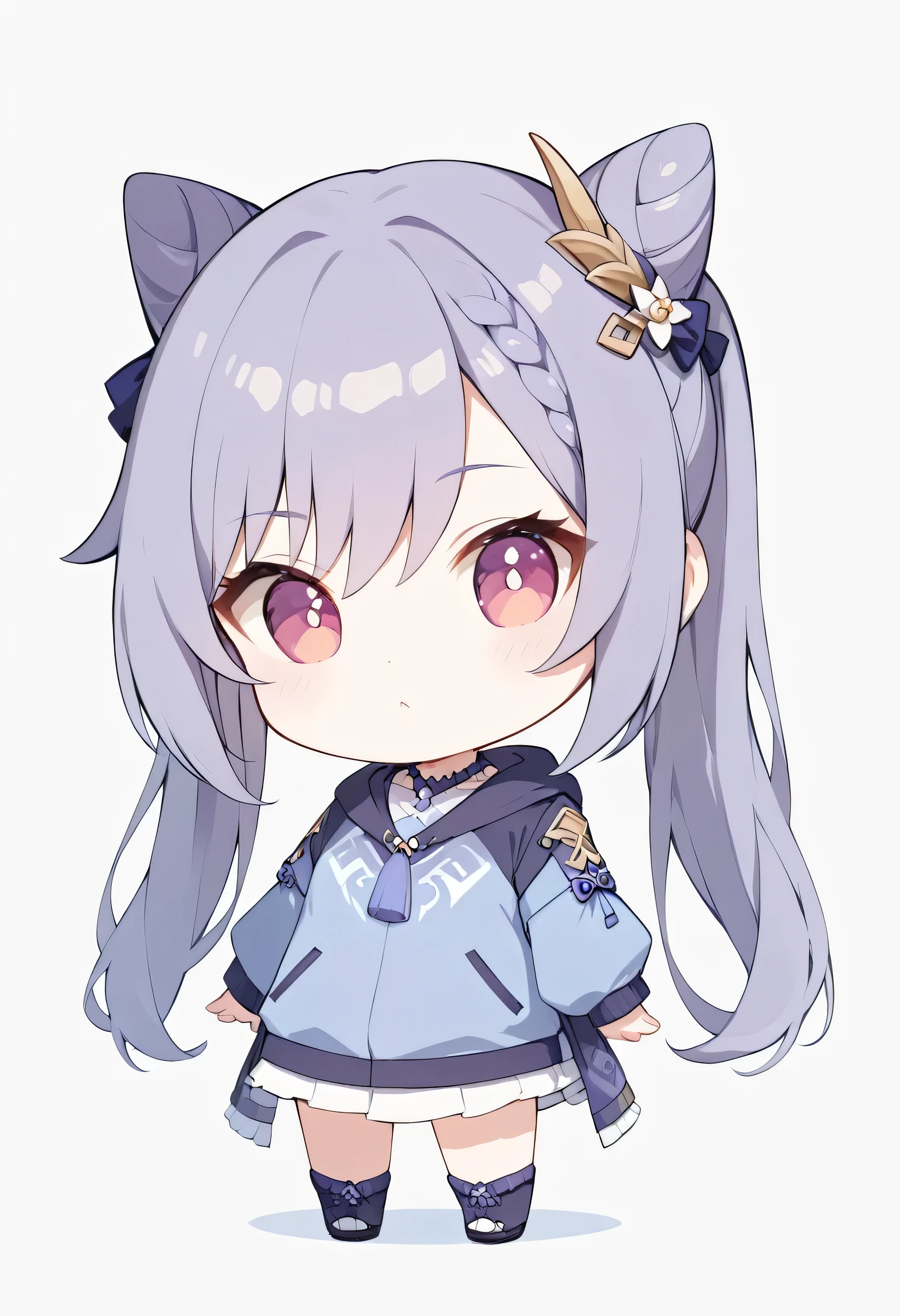 score_9, score_8_up, score_7_up,source_anime, high res image,masterpiece,best quality,girl,cute face,clear skin,keqing_genshin,chibi,big size hoodie,bedroom,