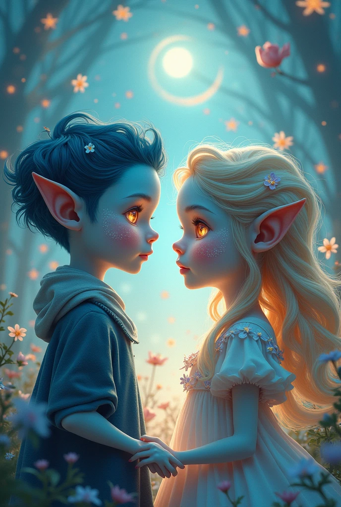 a beautiful alien girl and a human boy looking at each other
(photo size=2inches×1.5 inches)