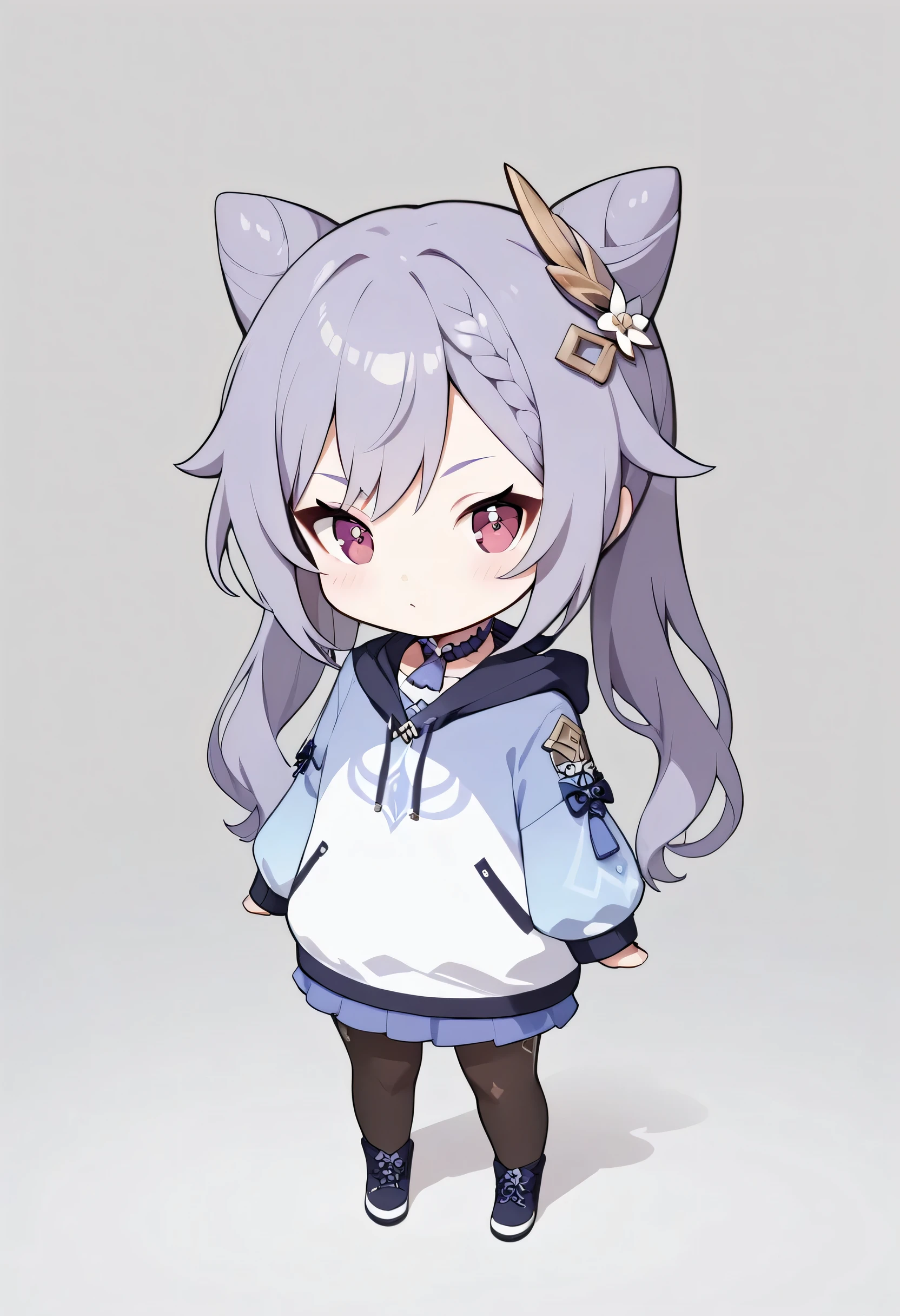 score_9, score_8_up, score_7_up,source_anime, high res image,masterpiece,best quality,girl,cute face,clear skin,keqing_genshin,chibi,big size hoodie,bedroom,