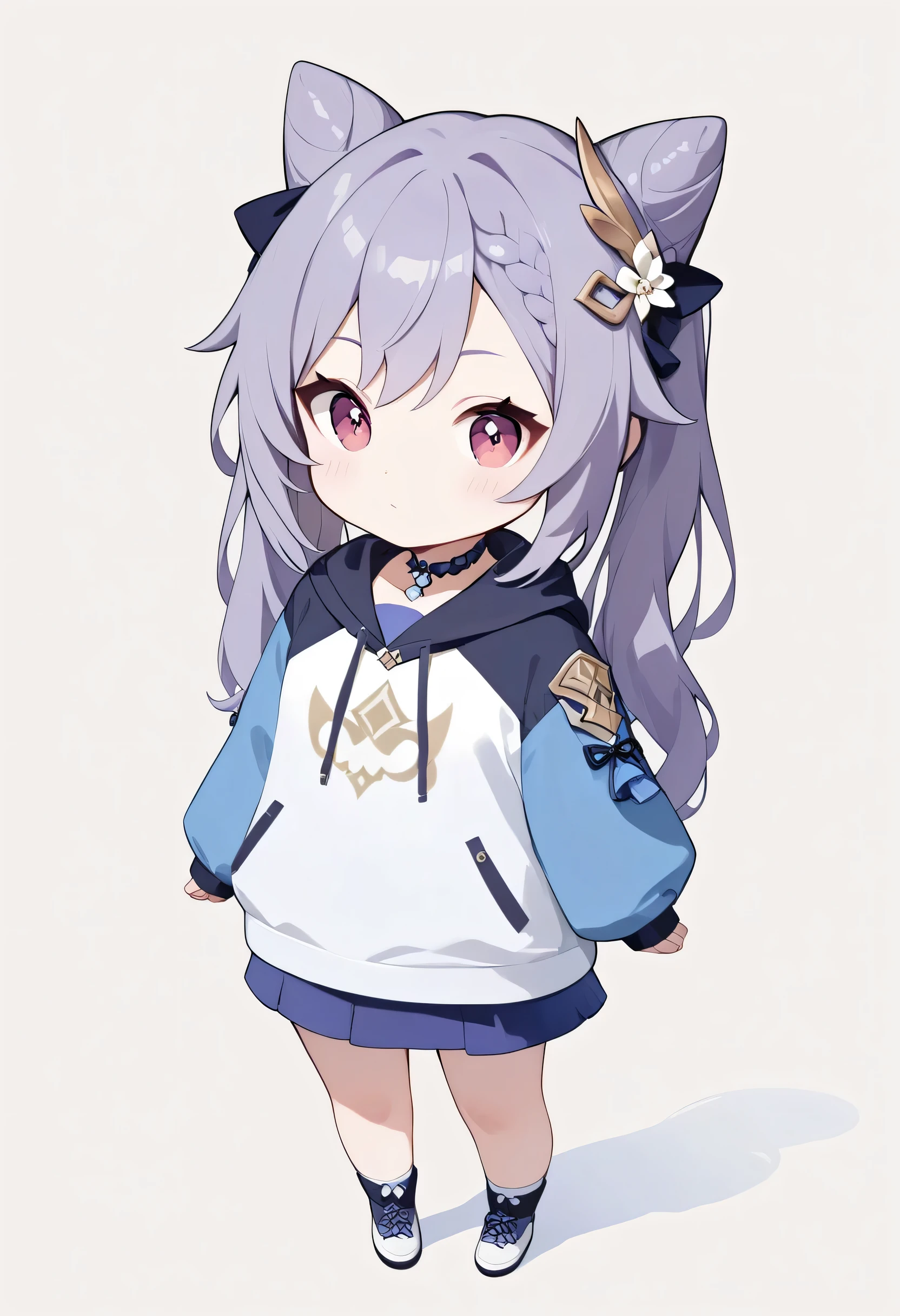 score_9, score_8_up, score_7_up,source_anime, high res image,masterpiece,best quality,girl,cute face,clear skin,keqing_genshin,chibi,big size hoodie,bedroom,