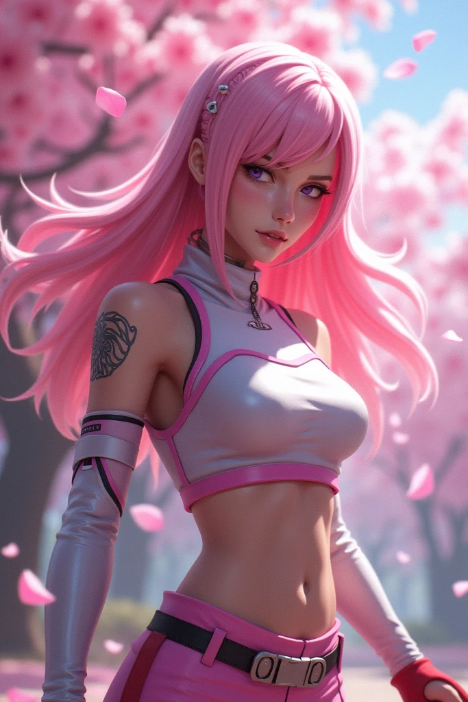 Just one girl,white skin,(glow up),Best quality, 4k, high resolution, body stuck dress, perfect smile, gorgeous, light skin, ahegao face(hentai face,green eyes,(beautiful eyes),detail eyes, realastic eyes, long hush-cut hair, soft pink hair (hair colour is pink) ,straight hair, wearing a red crop top, (top is red colour) and white pants,(pants are white and there is two red line on each side), clothes are stuck in body, bodyfit outfit,1 girl, solo, seductive look, elegance and charm, (masterpiece, best quality, high resolution), looking at the viewer, standing, (intricate and beautiful:1.2), (detailed light:1.2), (soft light, side light), (high resolution textures) , outdoor, white girl,, wearing harness over the outfit ,outdoor background, sun light, attractive, sexy, mature and hot, young,(masterpiece:1.3), (disorganized:1.3), (highest quality:1.3), perfect anatomy, detailed face, front view, perfect right hands, looking at viewer, (Super detailed:1.3), (best shadow:0.7), (treated hair), fine eyes, beautiful eyes, young aged woman, alone, standing, crystal earrings,closed_mouth, , outdoors,Thick thighs, arrogant face, small ,outfit detail,
Correct outfut details,
