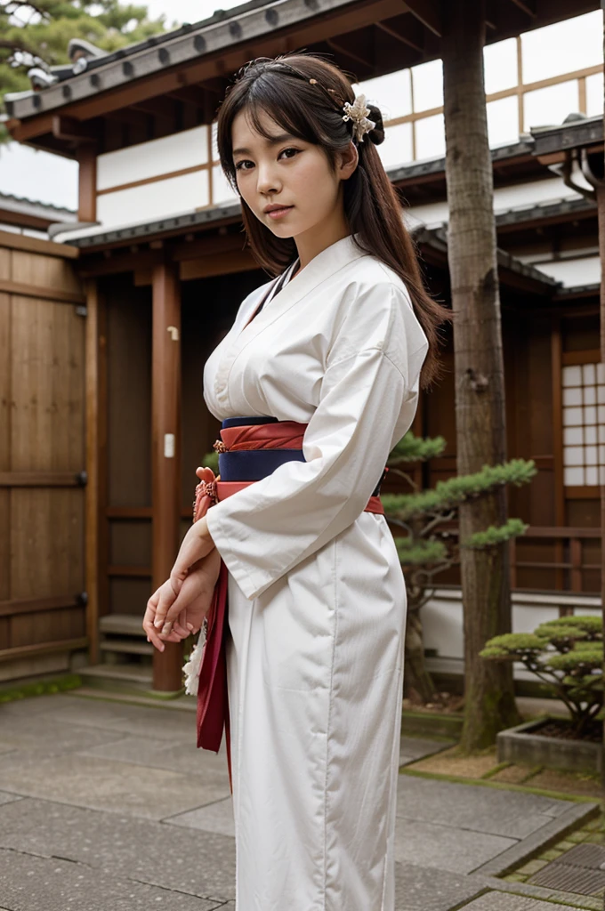 one women half Japanese and half Mexican dress outside posing