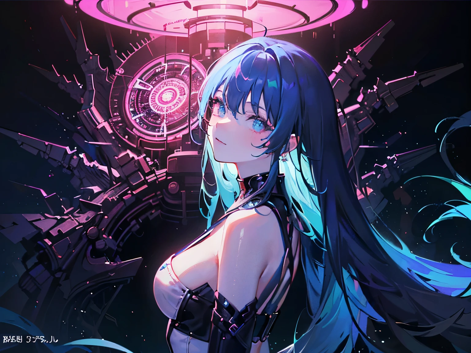 Glowing blue butterfly,emulsion,1 Girl,Blue long hair,masterpiece, best quality,high resolution,Detail Enhancement,Best quality,Perfect image quality,Cool and elegant,Beautiful and gentle,Cyberpunk characters