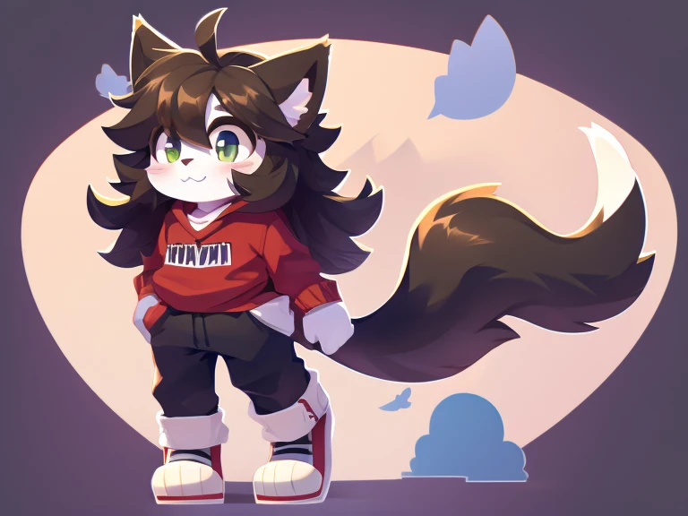 Furry boy, cute cat, thick hair, detailed body, regular clothes, high quality 