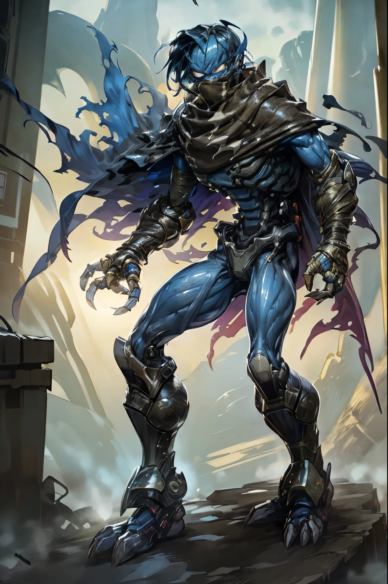 Oil painting of Full body Marvel's Venom in a Frank Frazetta style, intricate details, deep shadows, Caravaggio inspiration, 