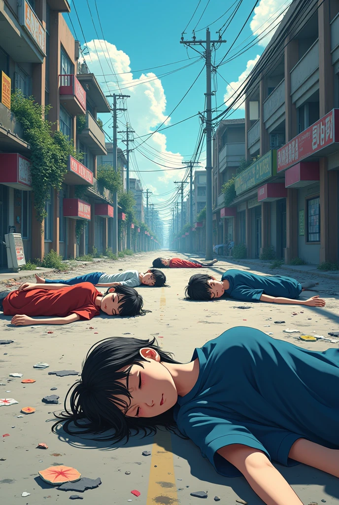 Chinese female high school students in school uniforms fainted and lost consciousness on the road