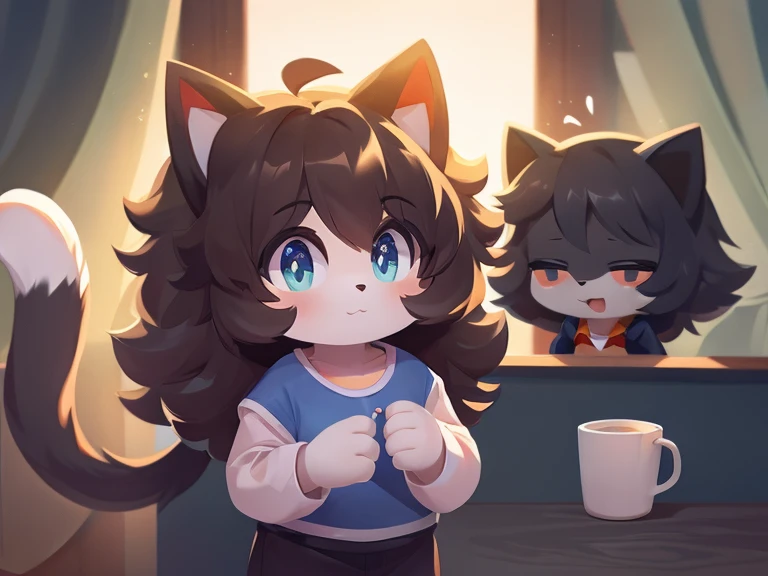 Four cute cat, thick hair, detailed body, regular clothes, high quality 