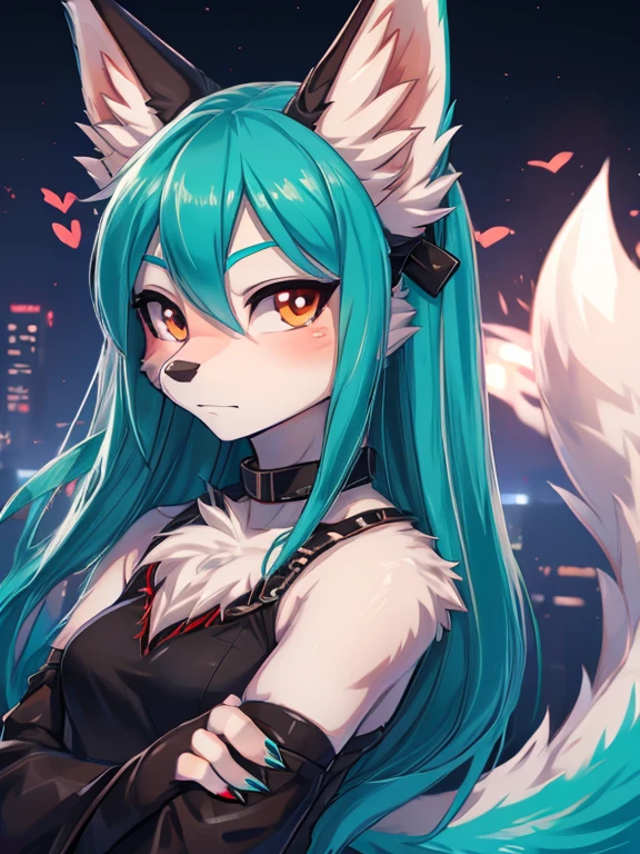 Miku Hatsune, alta definicion, orejas de kitsune, white body, fluffy tail, with cut lesion in abdomen, zombiqued