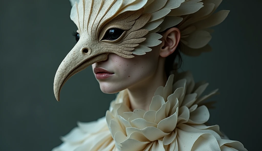 Create a crude human-shaped bird looking forward with arms crossed