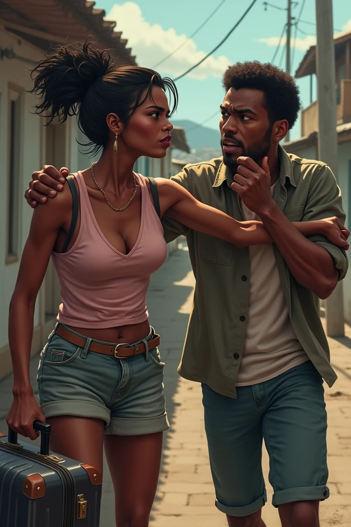 Create a couple, The woman with dark skin and long black hair, The tall man, and those surviving the zombie attack without a mustache