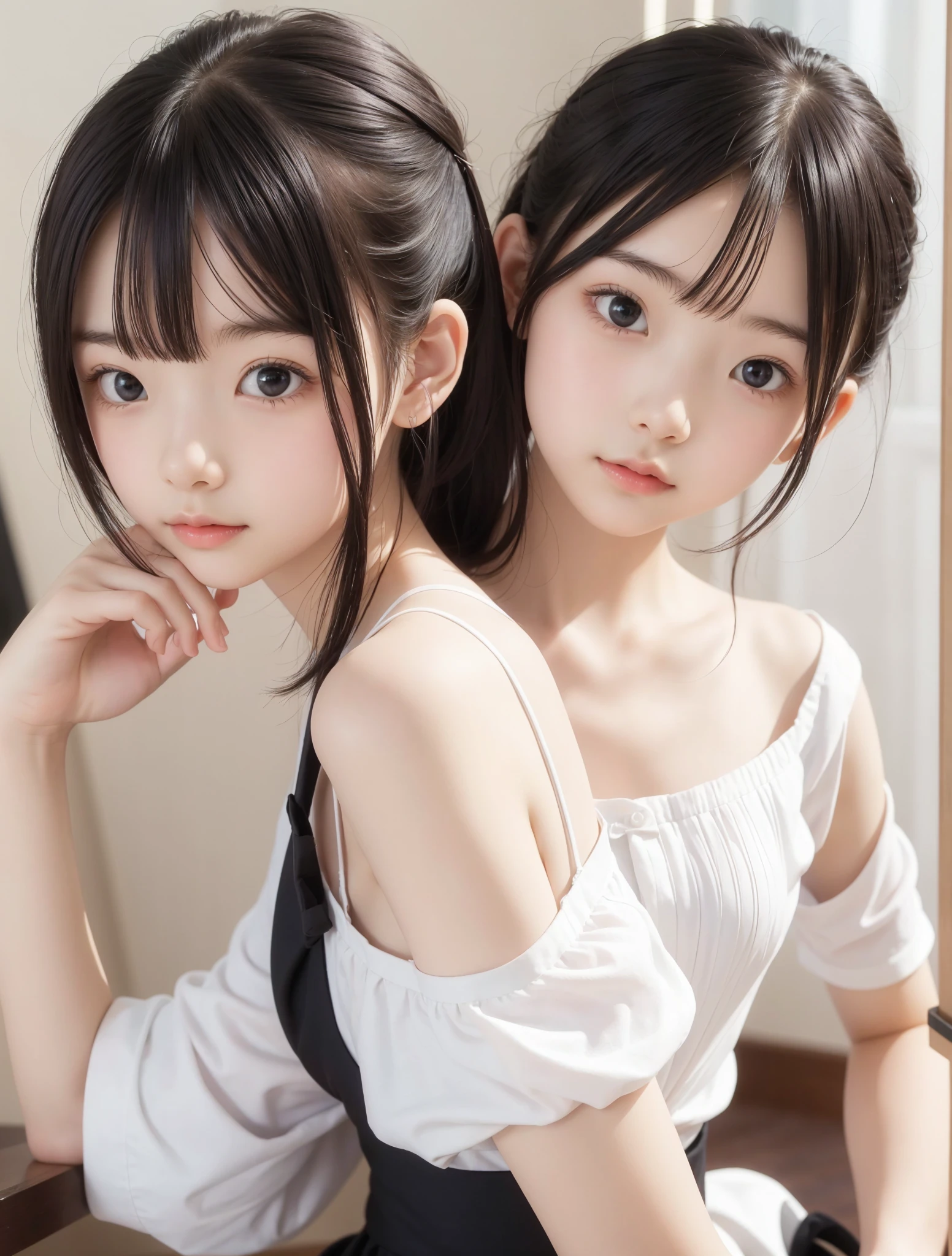 Maid,cute pretty girl,masterpiece,high definition,4k,8k,16k,odango hairstyle,black hair,slender body