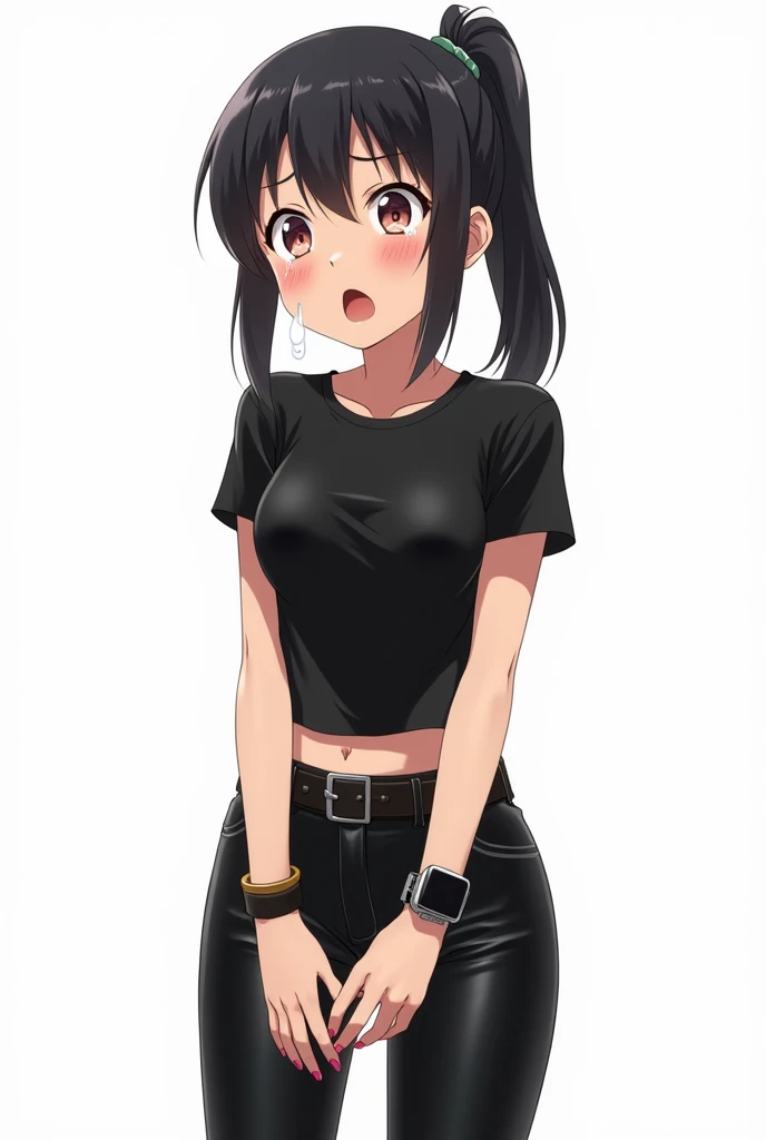 cowboy shot,thin legs,standing,small breast,long twin tails,black hair,navy school swimsuit