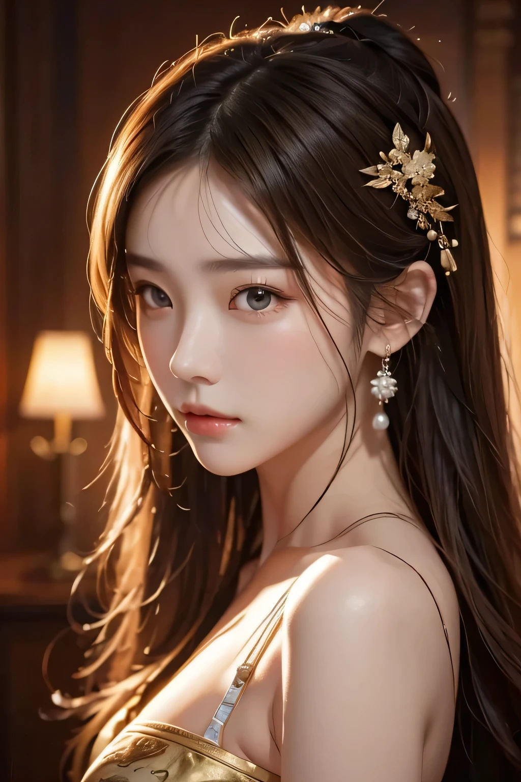 a close up of a woman, by Fan Qi, by Yang J, by Li Song, by Zhang Han, by Zhao Yuan, by Zeng Jing, by Yang Jin, with long hair and piercing eyes, by Song Xu,4 k digital art, beautiful digital artwork, artwork in the style of guweiz,
