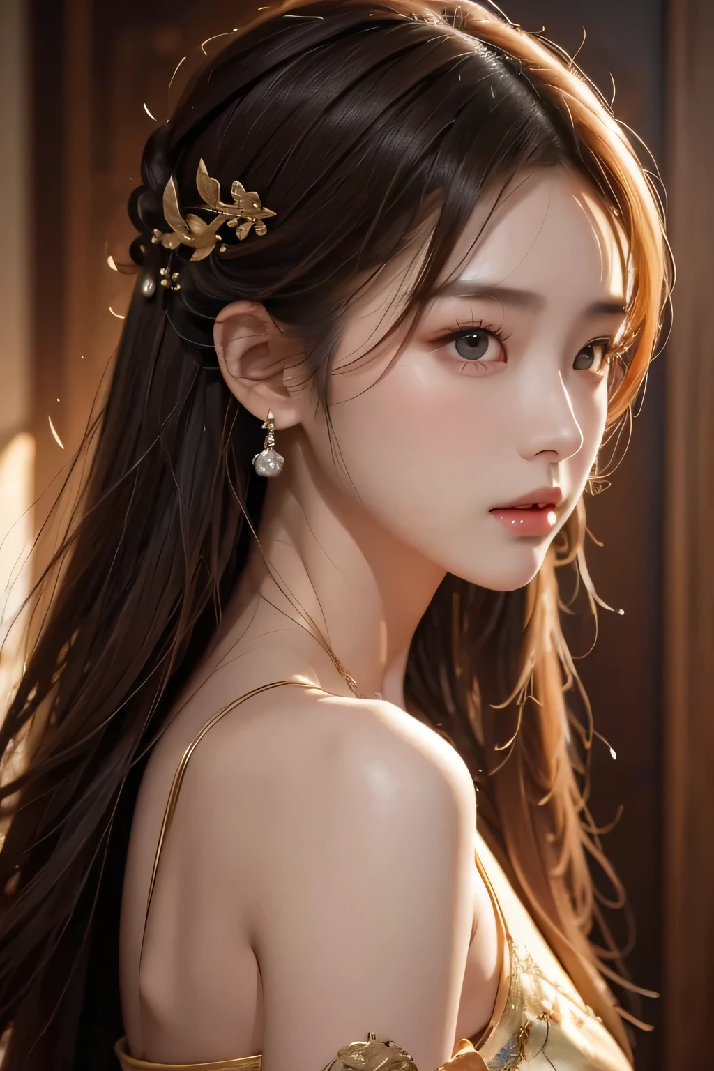 a close up of a woman, by Fan Qi, by Yang J, by Li Song, by Zhang Han, by Zhao Yuan, by Zeng Jing, by Yang Jin, with long hair and piercing eyes, by Song Xu,4 k digital art, beautiful digital artwork, artwork in the style of guweiz,
