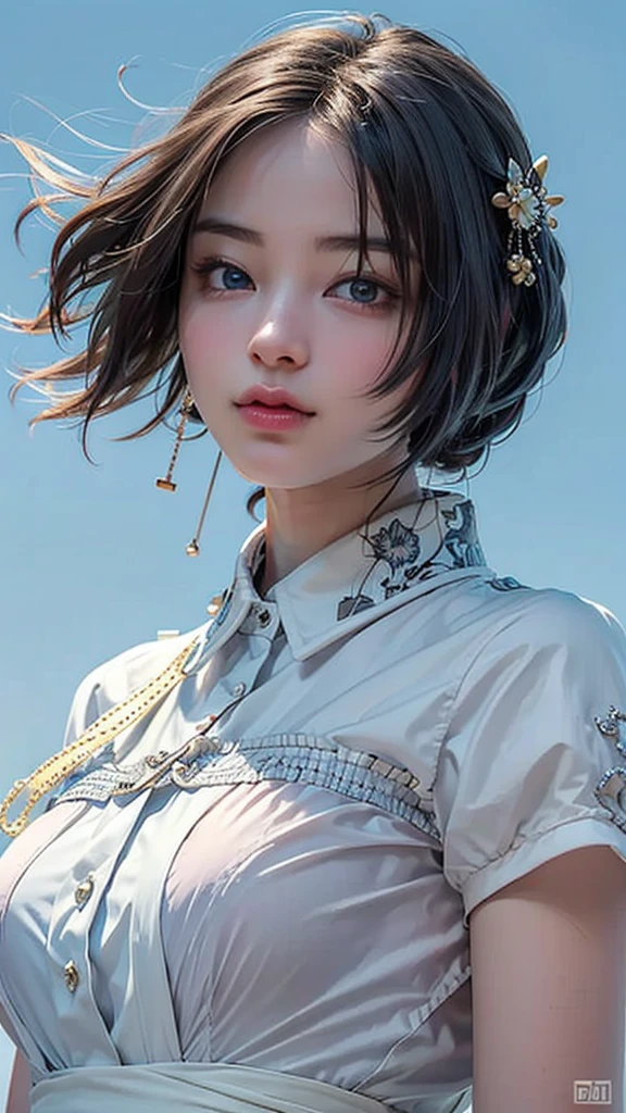 (software:1.8、masterpiece, highest quality),1 girl, alone, hyper Realistic, Realistic,Realistic, Looking at the audience, Light brown eyes:1.4,Brunette Short Bob Hair with highly detailed shiny hair, bright red clothes:1.4, Lepangas:1.4), Mouth closed, Upper Body、big chest eye、eyelash、{Huge|big chest|Hugeな|Mega} whole :2, Chest cleavage:2、(((Add highlights to the eyes:1.4、big chest eye、Short Bob Hair、Glowing Skin:1.4、Looking at the audience、She is very 美しい and cute、Show me your ears、Beautiful long neck、smile、Close your mouth and smile、Bangs and beautiful teeth)))、Ideal body type、((Very beautiful blue sky background with clouds:2、Simple blue sky landscape with clouds:2、Very simple blue sky background:2))、Beautiful long neck:1.4、(({Huge|big|Huge|Mega} chest, Chest cleavage:2))、(((Portraiture:2、Face close-up:2、Face close-up:2)))、Perfect Anatomy, huge firm bouncing bust