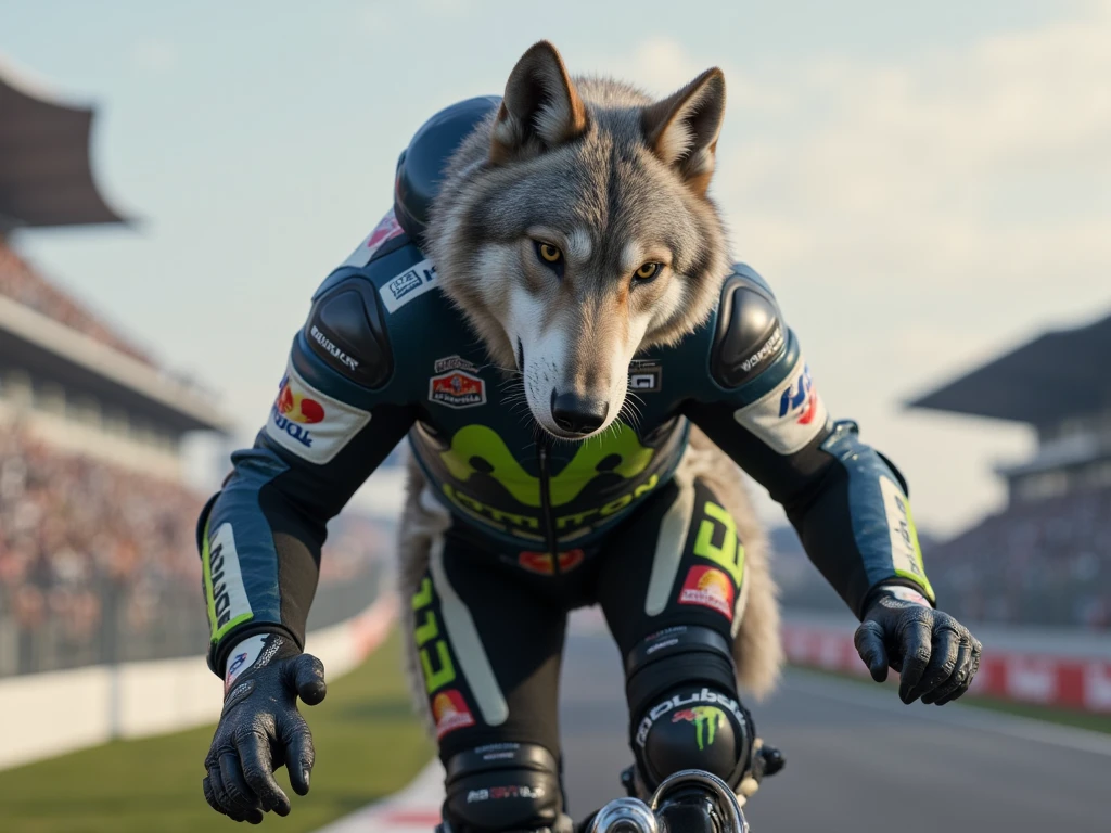 wolf, ((guy)), wearing((MOTOGP))RACINGSUIT, horny, masturbating((erection))dick, ((precum))dick, (((shiny red)))dickhead