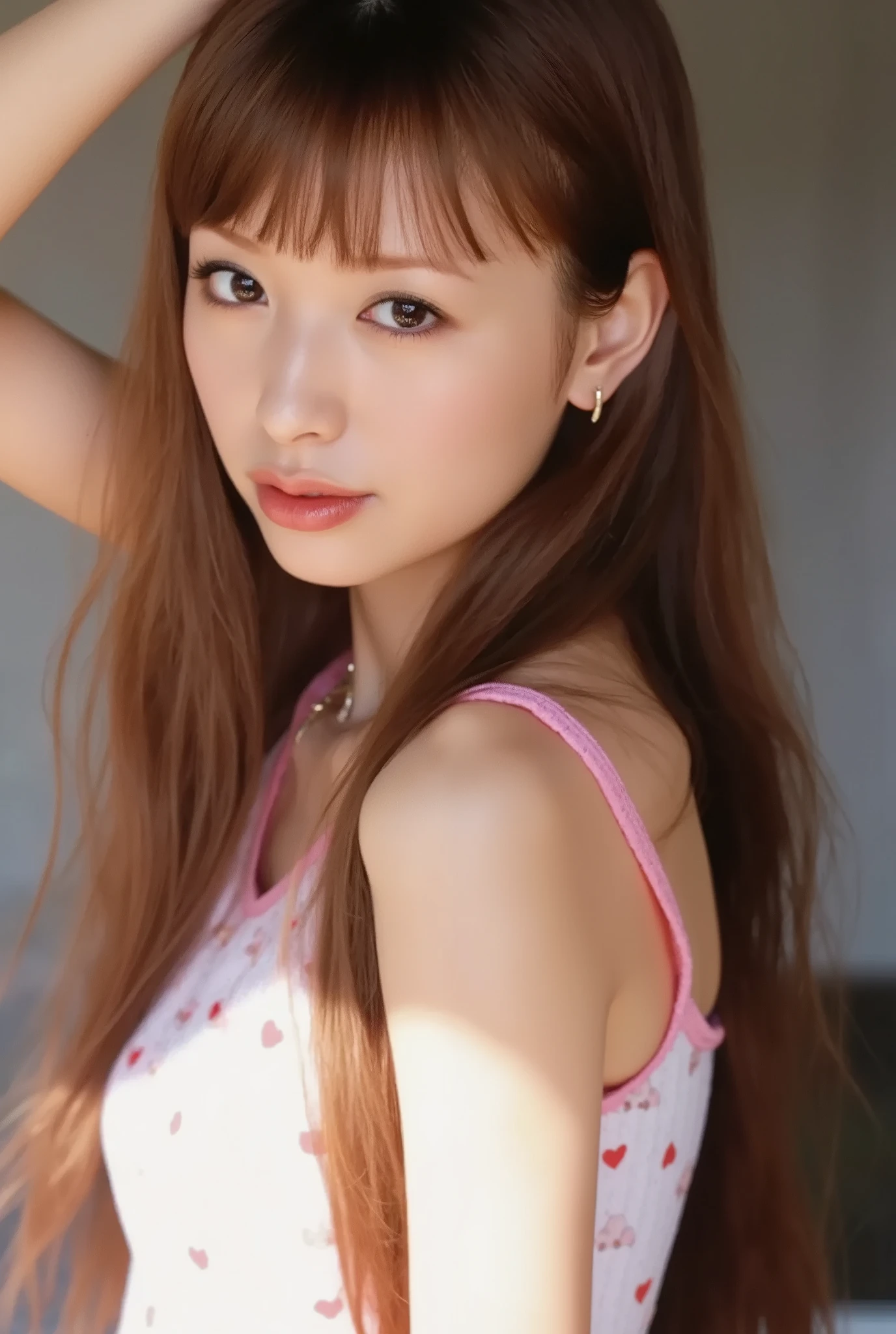 Heisei Gal's Attitude and Poses、(photo Realistic:1.4), (hyper Realistic:1.4), (Realistic:1.3), (  smoother lighting  :1.05), (Improving the quality of cinema lighting:0.9), 32K, 1 person,20 years old, Realistic lighting, Backlight,  LIGHT SHOTS YOUR FACE,  ray tracing, ( bright light:1.2), (Improved quality:1.4), (Highest quality Realistic textured skin:1.4), fine grain,  detailed face ,(smile:0), (Face close-up highlighting:1.3), ( improve skin texture:1.1),(( very accurate anatomy :1.0)), ( improve skin texture:1.1), clean,  growing skin that does not depict the nasal cavity, mesh, thin:1.2, (Realistic:1.3), Realisticなライティング, (  smoother lighting  :1.05), 32K,   Japanese woman with a viewing angle of, fine grain,  detailed face , ( Film Grain:1.1),( emphasizes your body line :1.1),  high definition ,  Natural Look , Kind eyes, Improves hair quality, Delicate shadows, Transparent muscles,  Graceful Posture,   beautiful eyes ,  vivid details , Soft light reflection, Beautiful contours, Delicate skin tones, Thin hair type,Photos of cute Japanese women Pictures of beautiful Japanese women of all ages up to ,

