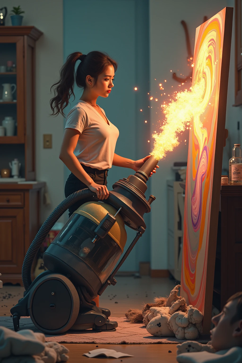 Skunk girl spraying