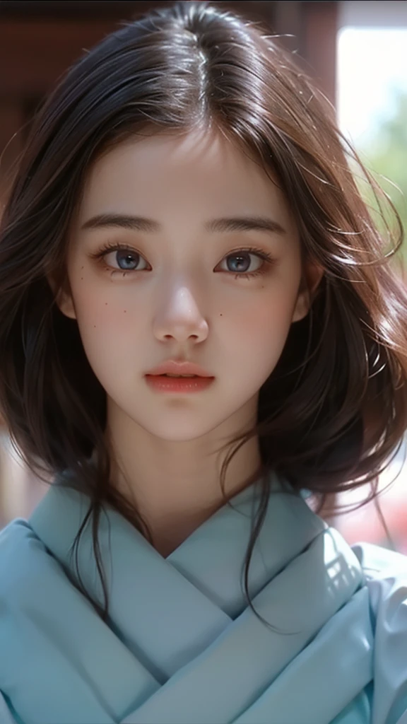 (masterpiece), ( top ), (  High Quality Details), (illustration), ( Watch 1 female ), Staring at the viewer , (Interview),  Beautiful, Detailed Eyes  ,  delicate and beautiful face  , Floating  , (High saturation), (shining),  blue sky, Bright and beautiful face,  skin is young and radiant  , Fair and shining, top 외모 , Very beautiful,  Her big eyes shine with a clear sky blue light while staring at the viewer ,  A beautiful and amazingly beautiful girl staring at her viewer ,