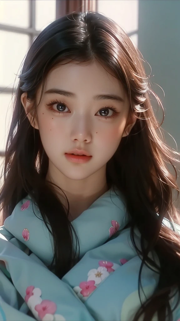 (masterpiece), ( top ), (  High Quality Details), (illustration), ( Watch 1 female ), Staring at the viewer , (Interview),  Beautiful, Detailed Eyes  ,  delicate and beautiful face  , Floating  , (High saturation), (shining),  blue sky, Bright and beautiful face,  skin is young and radiant  , Fair and shining, top 외모 , Very beautiful,  Her big eyes shine with a clear sky blue light while staring at the viewer ,  A beautiful and amazingly beautiful girl staring at her viewer ,