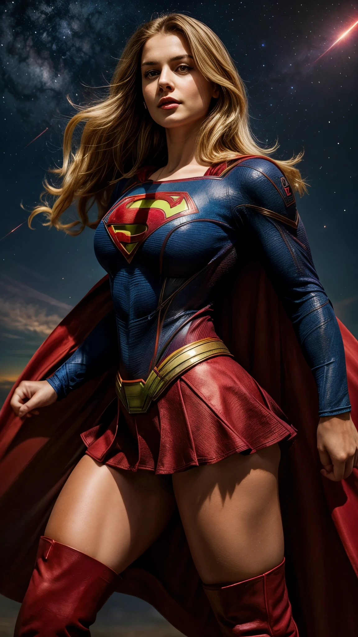 Supergirl、woman、22 years old、woman体型、Large Breasts、Blonde、Mechanical Suit、