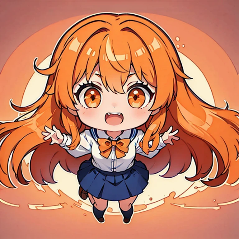 1girl orange hair long hair orange eyes school uniform jumping