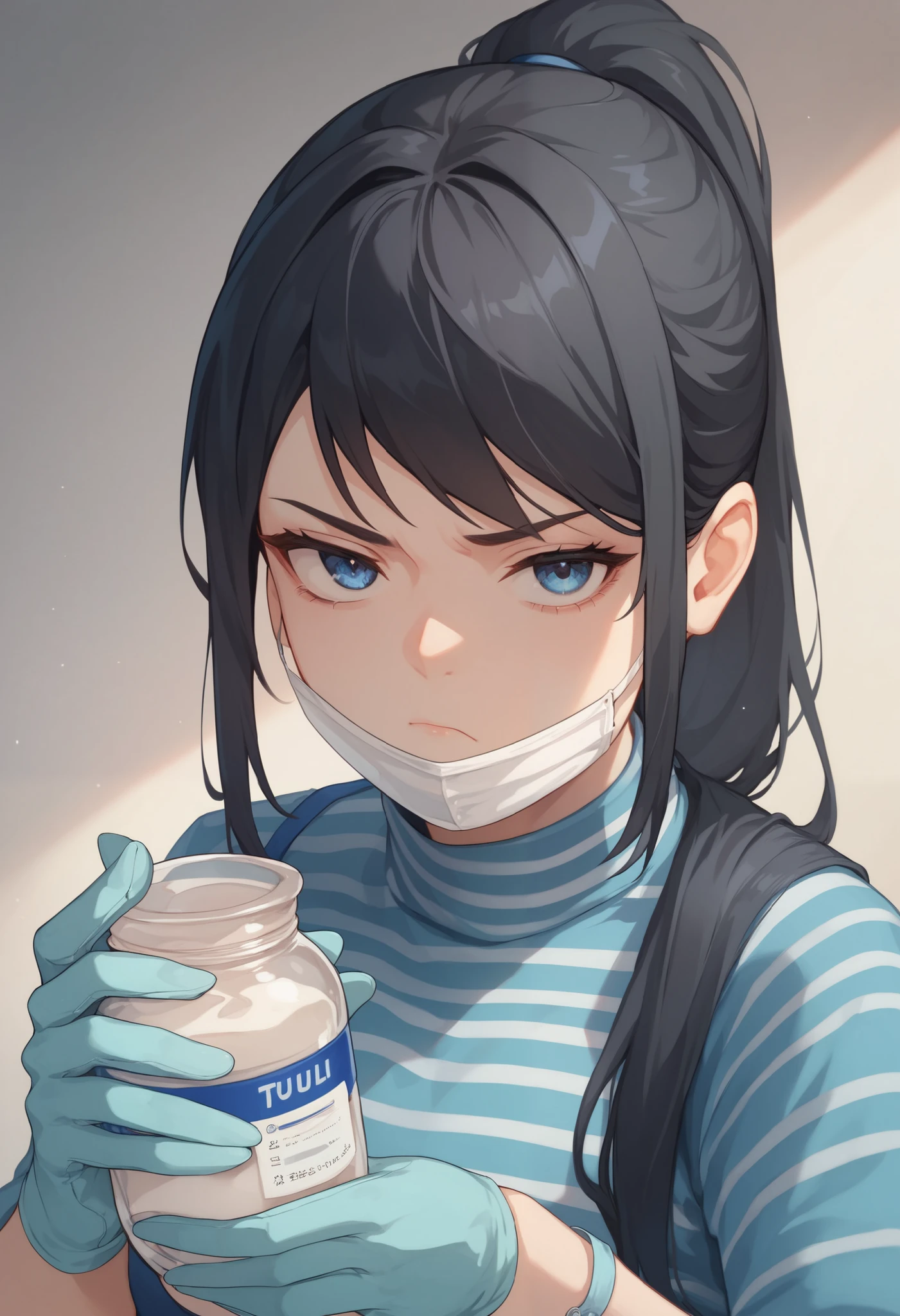 Anime Girl With A Mask And Gloves Holding A Jar Of Cream SeaArt AI