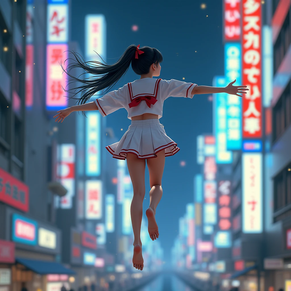 1girll，Delicate face，jumpping，Huge graffiti wall， the night，rays of moonlight，lightand shade contrast， fully body photo，中景 the scene is. tmasterpiece, hyper HD, Best picture quality, A high resolution,16k, hyper-high detail，CG，unreal-engine